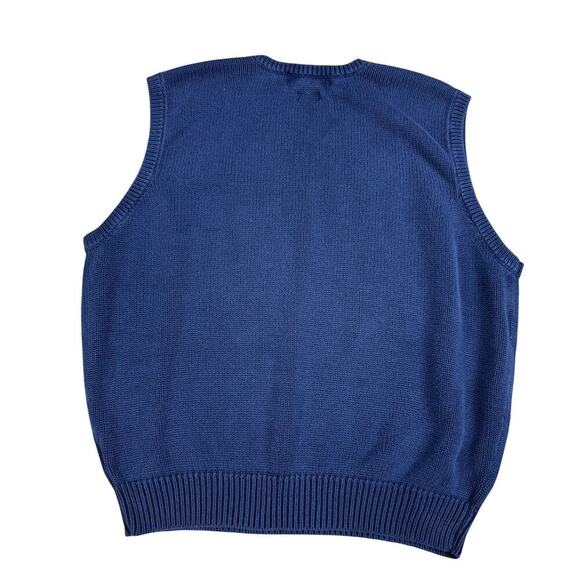 Vintage Polo Ralph Lauren Knit Vest Sweater‎ Mens Large Blue Cotton V-neck Logo - Picture 2 of 7